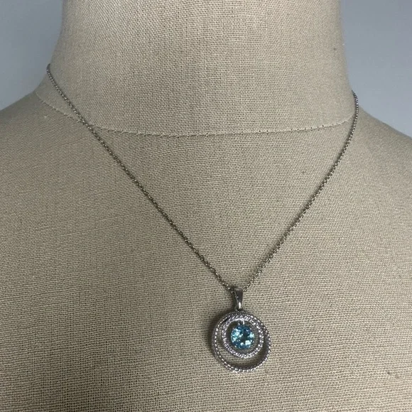 Zales blue and silver round necklace